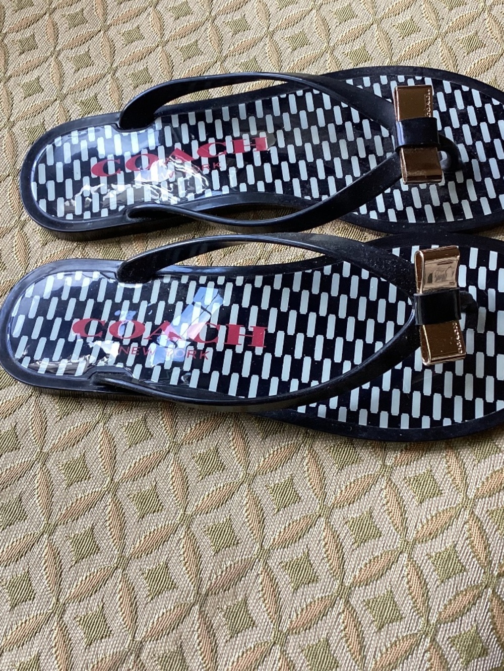 Black Coach Flip Flops, size 5, new without tags